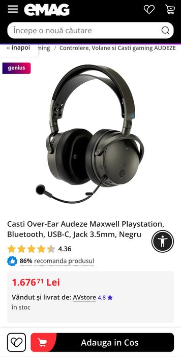 Căști gaming Wireless Audeze Maxwell [GARANȚIE]