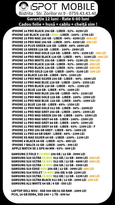 ‼️Telefoane in rate - Buy-Back - Garantie 12 luni + cadou‼️