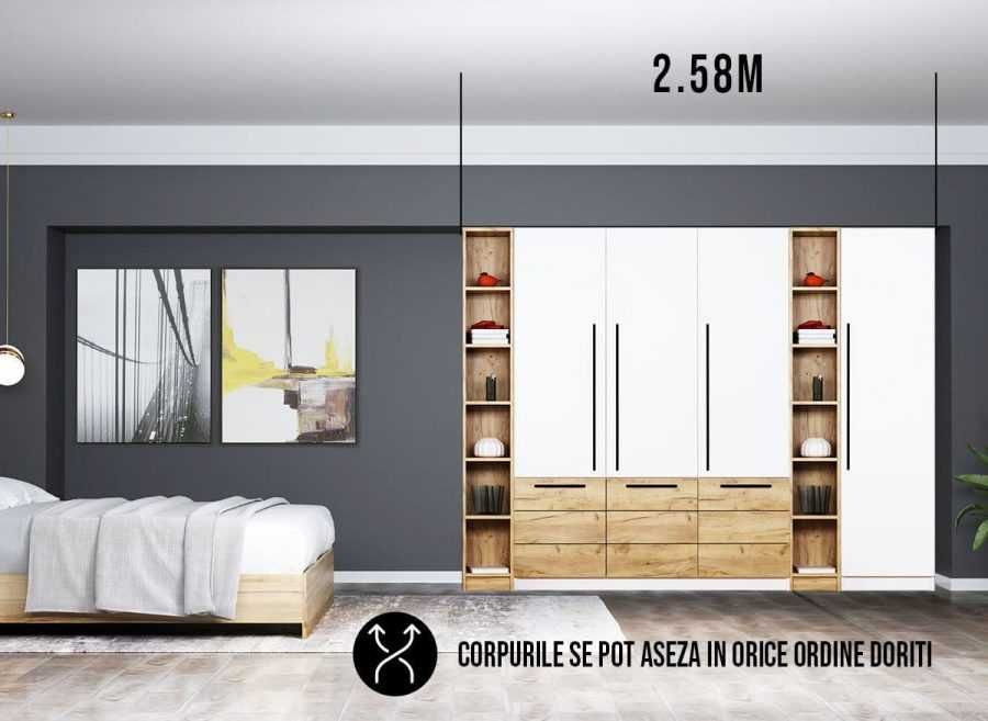 Dressing 2.58m / Dulap Dormitor Timea - Transport Gratuit in 4-10 zile
