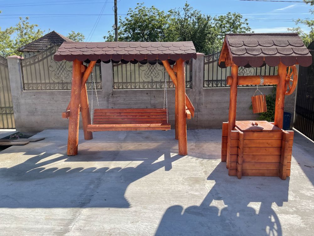 Leagan cu pui pentru copil  / balansoar din lemn  rustic