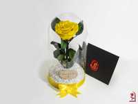 Жълта Естествена Роза в Стъкленица / Оригинален Подарък за Съпругата
