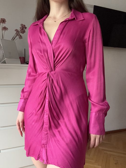 Rochie zara roz satinata