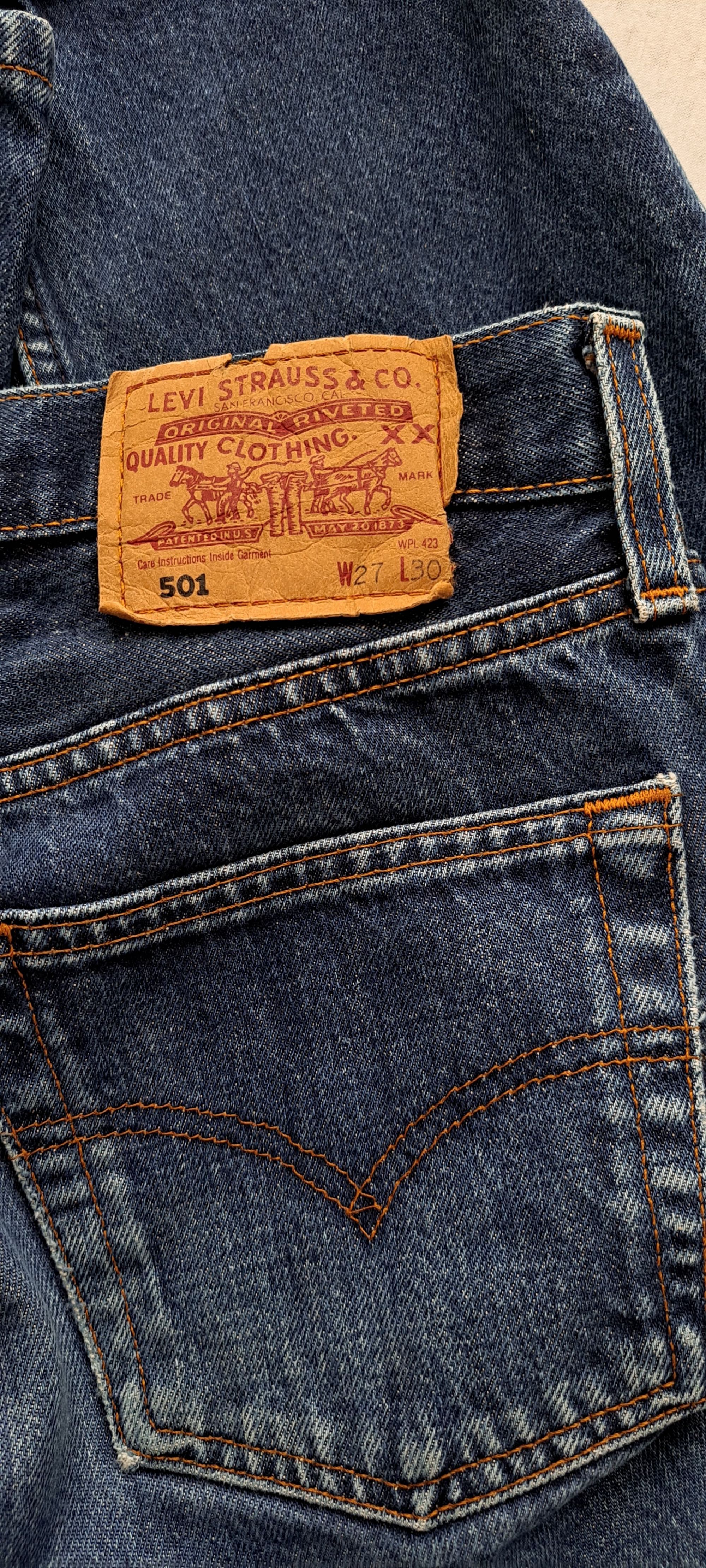 Jeans Levi's 501 W26 W27 XS albastru