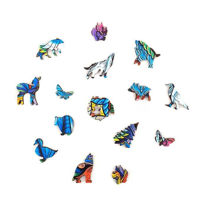 Дървен пъзел във формата на животни, Различни видове, Размер А3