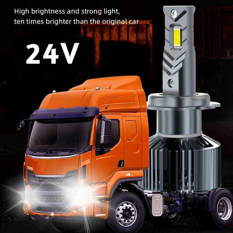 Leduri H7, H1, H4, 24V camioane, utilaje, 120W, lumina 6500k, canbus