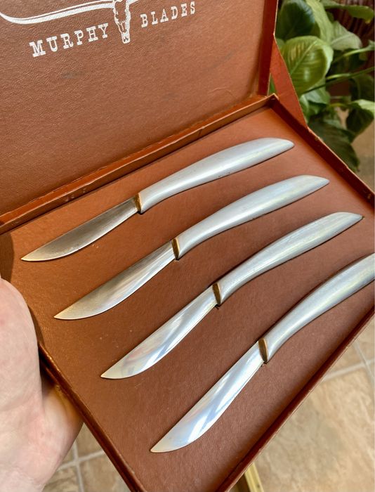 Set 4 cutite de steak Murphy forjate manual din anii 1930-1940