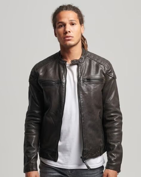 Superdry Leather Jacket ОРИГИНАЛНО мъжко кожено яке - M