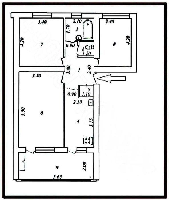 3-х комнатная квартира (дом 77 серия) ул. Новомосковская ID: 3996