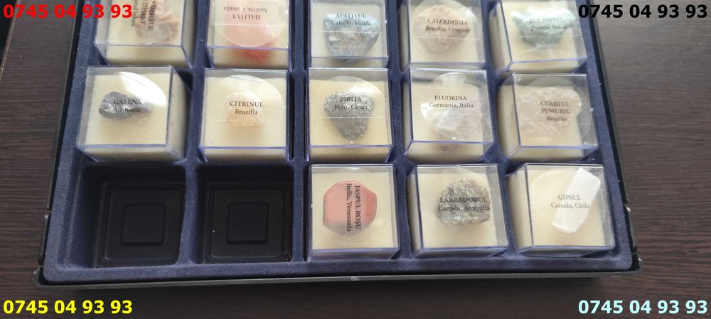 pietre minerale semitretioase 18 buc si cutie