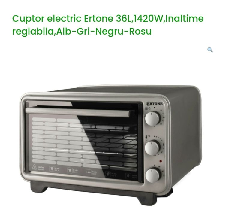 Cuptor electric ERTONE GRI 36 L, 1420 W NOU - 250 Lei