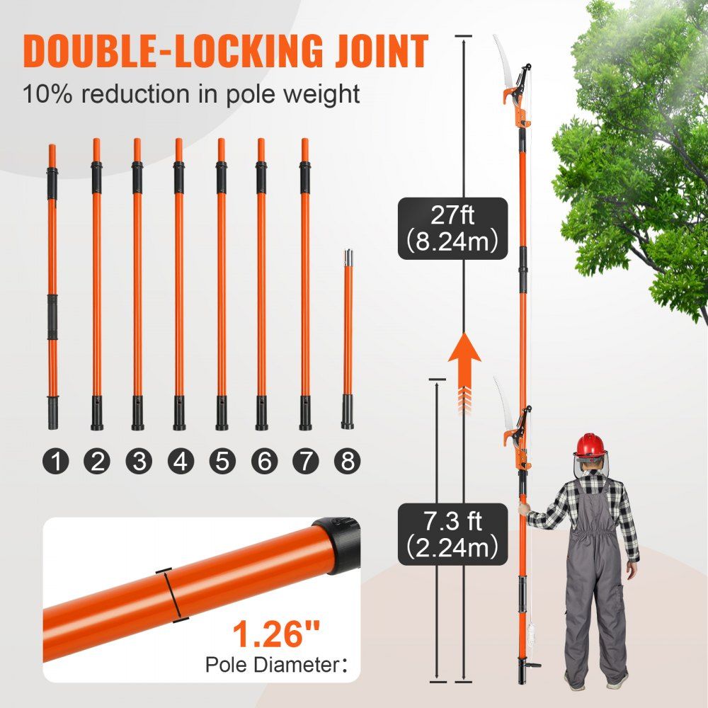 Fierăstrău Manual Extensibil 2.2-8.2m, Tăiere Crengi Înalte