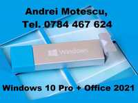 Windows 10 Pro + Office 2021 pe Stick USB bootabil. Licență retail.