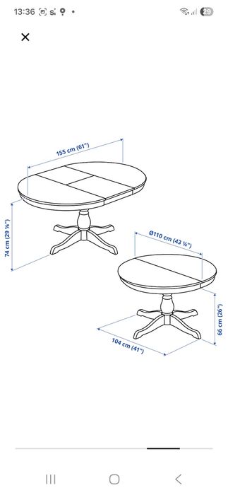 Masa Ingatorp alba rotunda