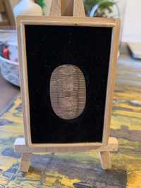 Японска винтидж юбилейна монета с дървена кутия-сребърен обан 4 гр.