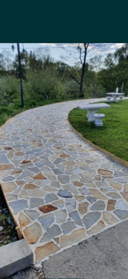 Vindem și montam piatra naturală pt pavaje placari zidari gabioane etc