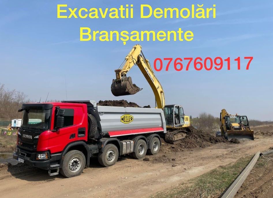 Buldoexcavator de închiriat și basculante 8x4 Nisip Piatra de Vanzare