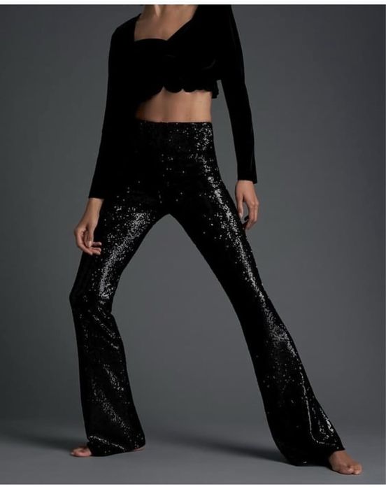 Pantaloni negri paiete Zara marime S M nou