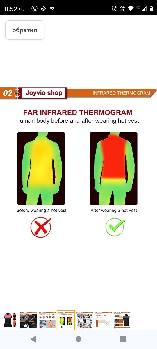 Електрическо нагревателно яке Термално нагревател за тяло за жени/мъже