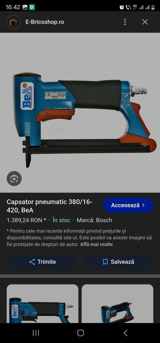 Pistol pneumatic tapiterie nou