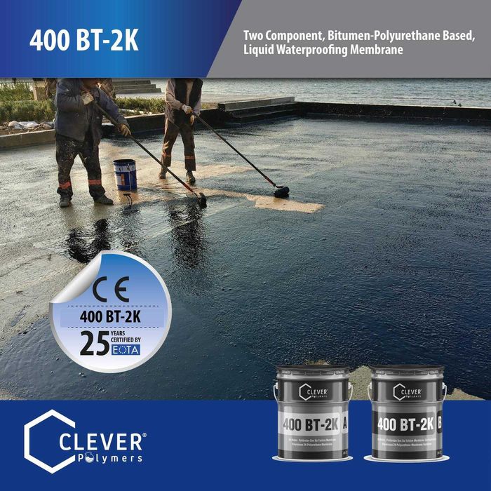 Жидкая резина 400 BT 2K Битумно полиуретановая гидроизоляция Clever