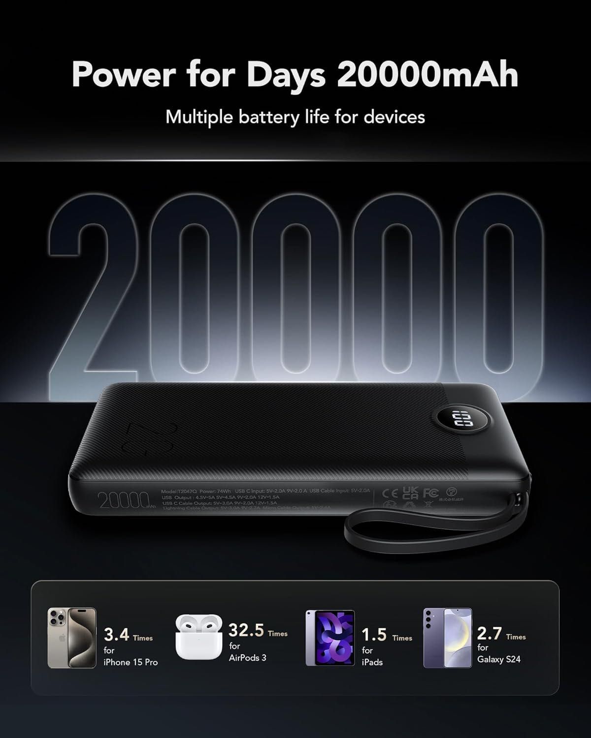 Power Bank 22.5W бързо зареждане VRURC