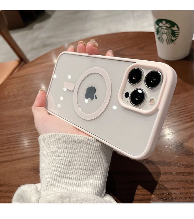 Iphone 14/15/16E PLUS PRO MAX Husa Magsafe Margine Colorata Spate Plex