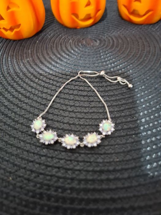 Bratara reglabila opal placta cu argint rodiat