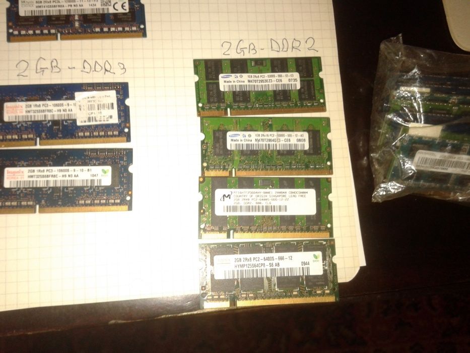 Memorii  8 GB -DDR2, PC-5300F  / 4GB -DDR3 , 2GB-DDR3 , 2GB, 4GB -DDR2