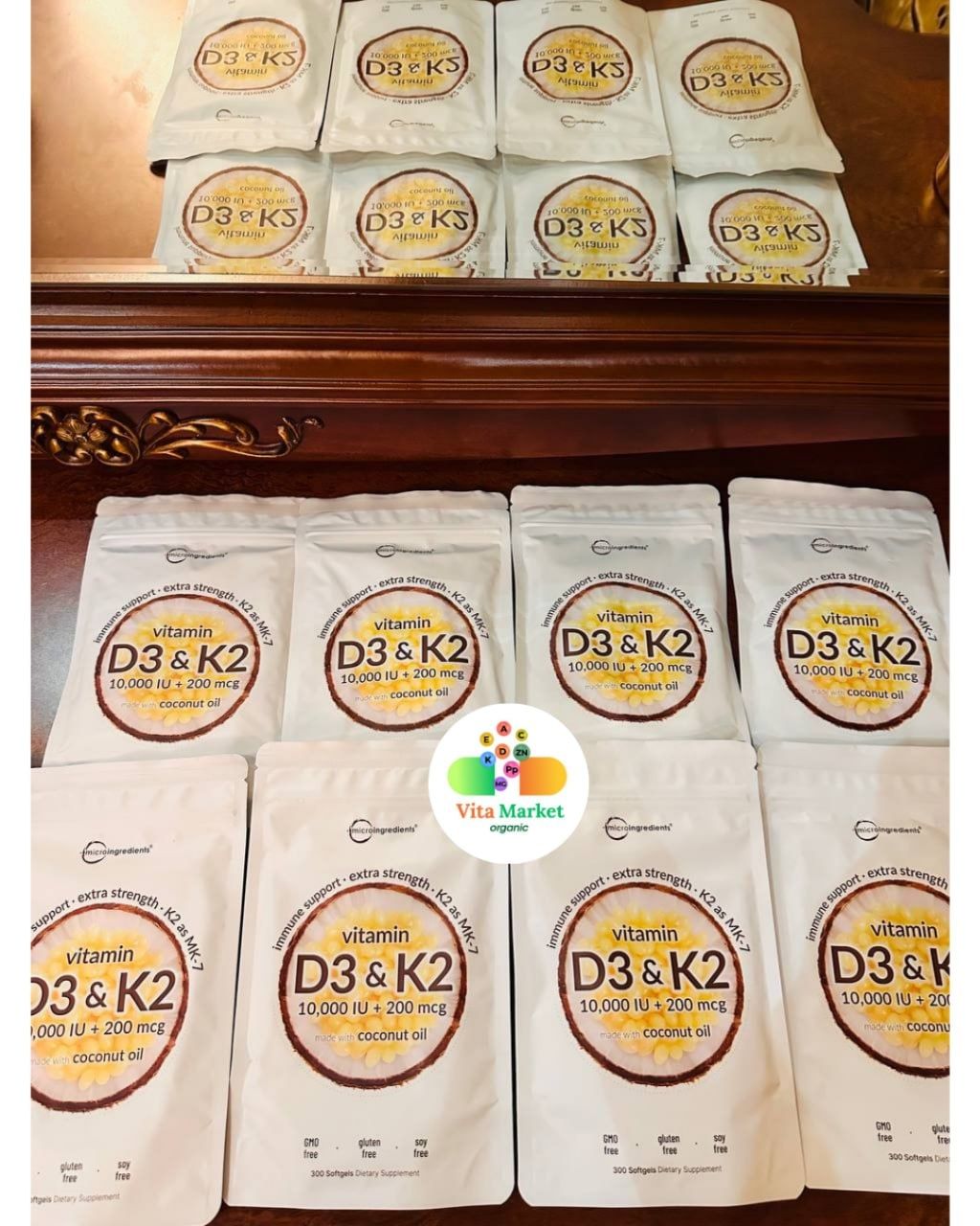 Vitamin d3+k2,10.000IU,300/180 tali,micro ingredients
