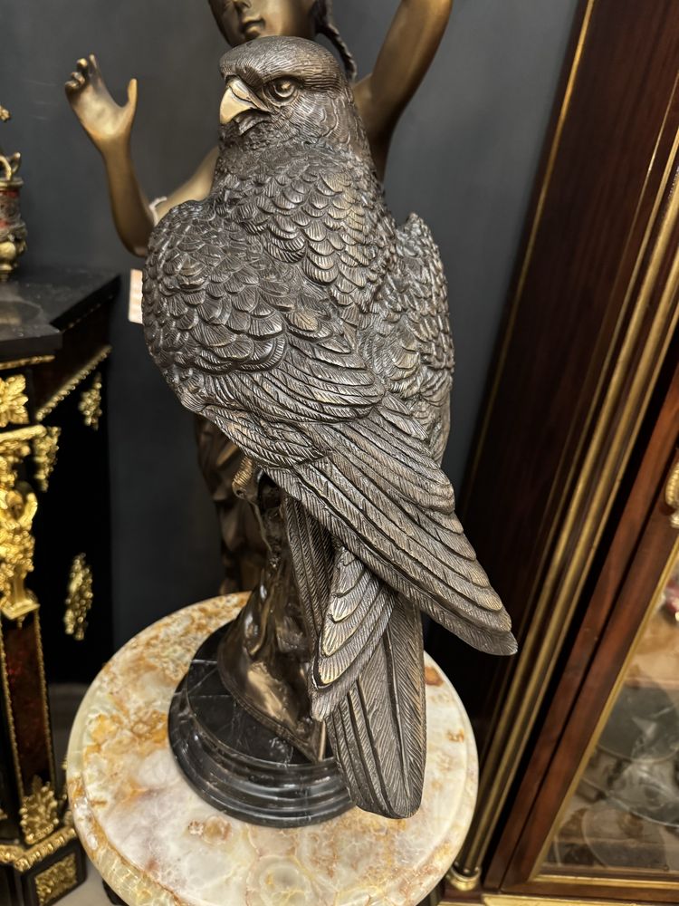 Statueta bronz masiv- marmura -59cm/h