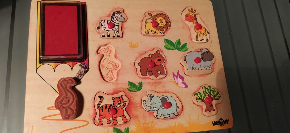 Дървен пъзел с печати Африкански животни