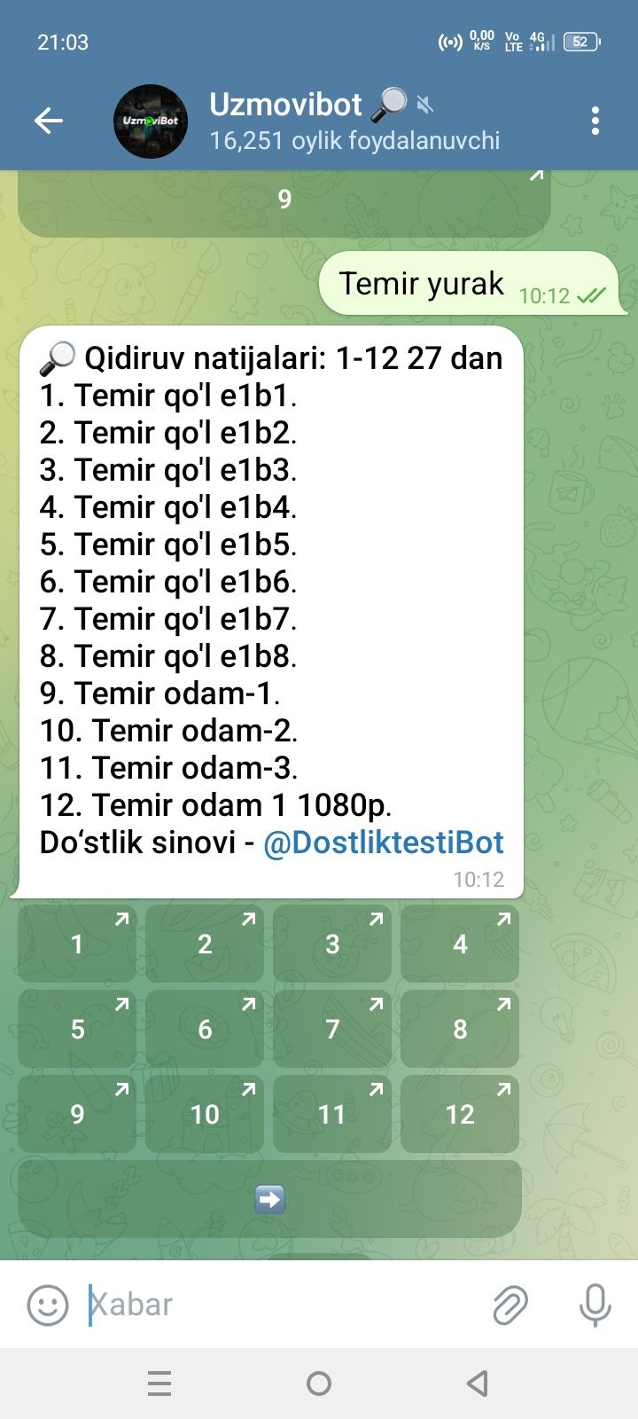 Telegram bot yasab berish hizmati