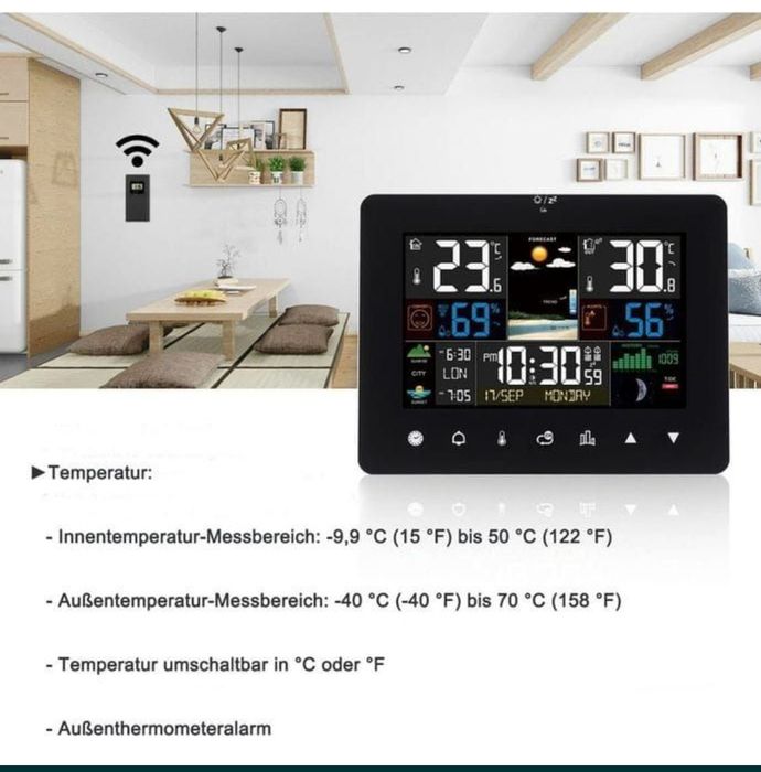 Statie meteo Statie meteo LED cu senzor exterior wireless, cu calendar