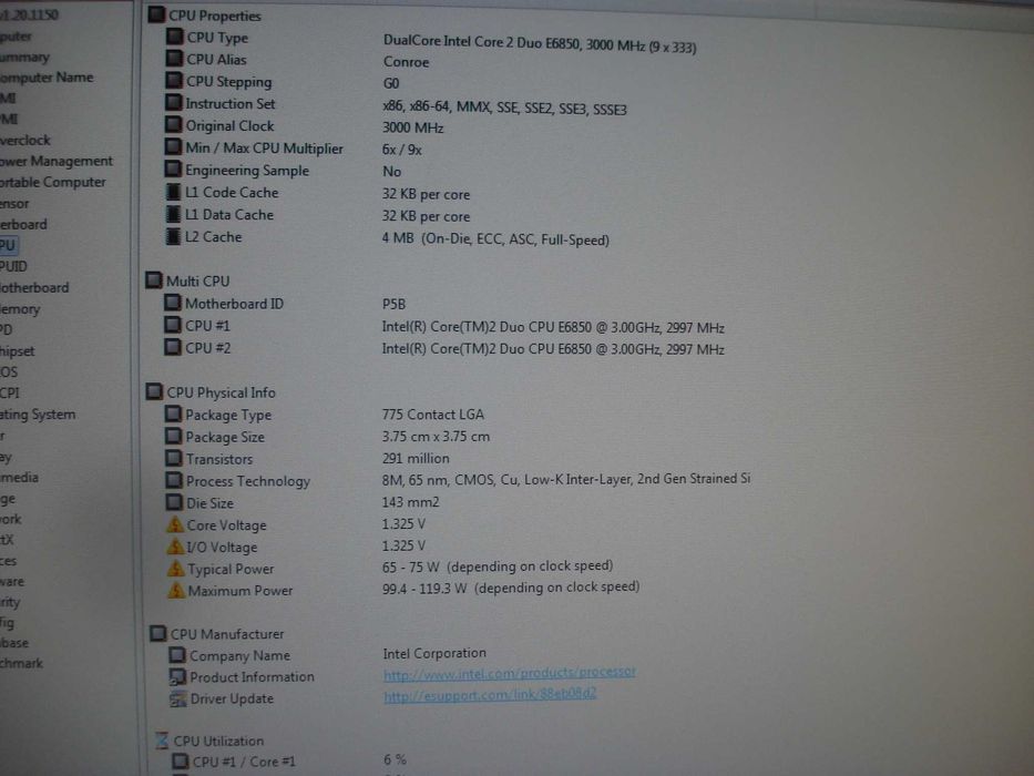 Procesor intel core 2 duo E 6850 3Ghz FSB 1333 4mb 65nm LGA 775 Conroe