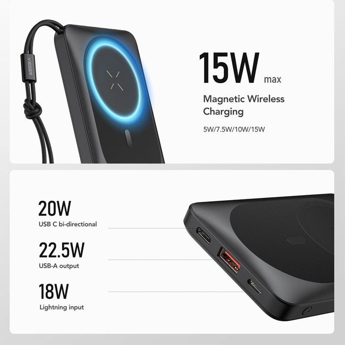 Veger (MagON) Magnetic MagSafe Powerbank - PD20W 10.000mAh