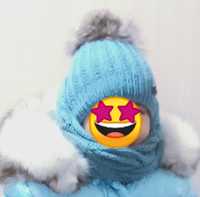 Зимний комплект (шапка и снуд) для девочки на 3-4 года.