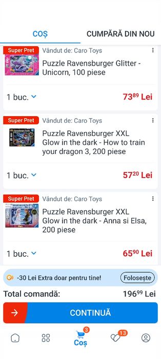 Vand 3 puzzel-uri Ravensburger de calitate