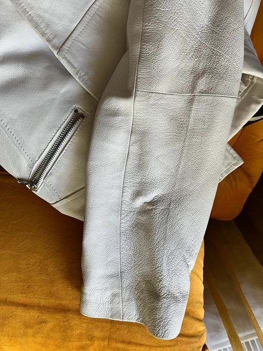 Haina lunga Palton piele naturala alba