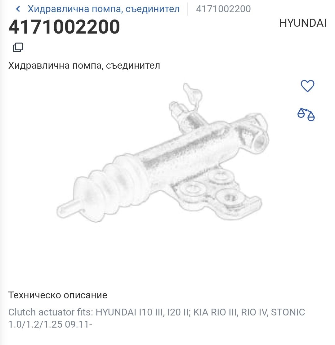 Помпа за съединител Hyundai i10 i20 / Kia Rio / Stonic