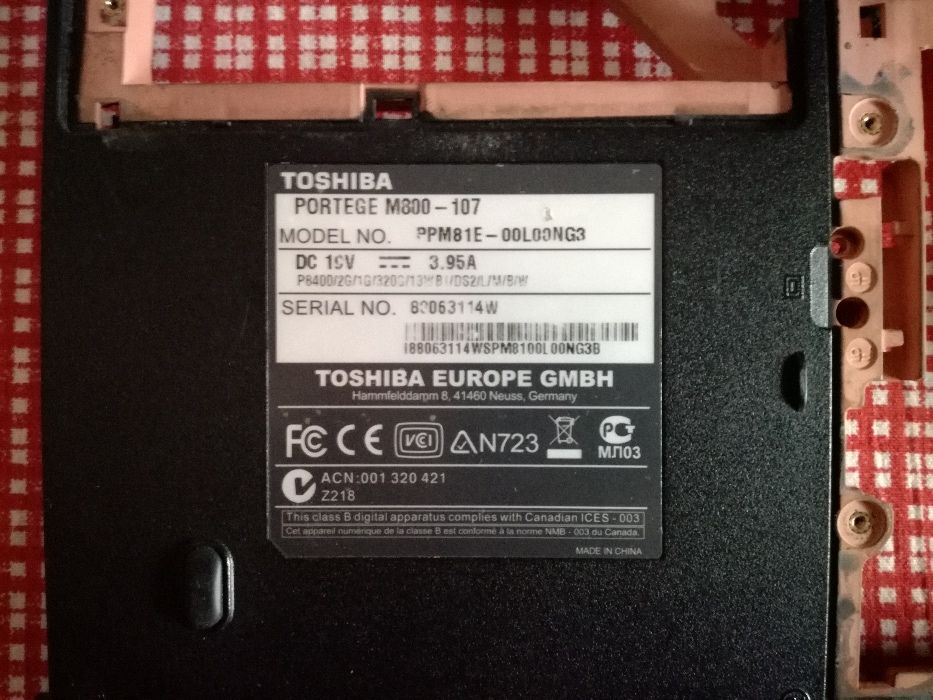 Дъно за лаптоп Toshiba Portege M800-107, Intel Core 2 Duo P8400, 2.26