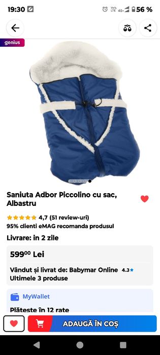 Sanie metalica cu spatar, maner si sac imblanit, stare f buna, 270 le