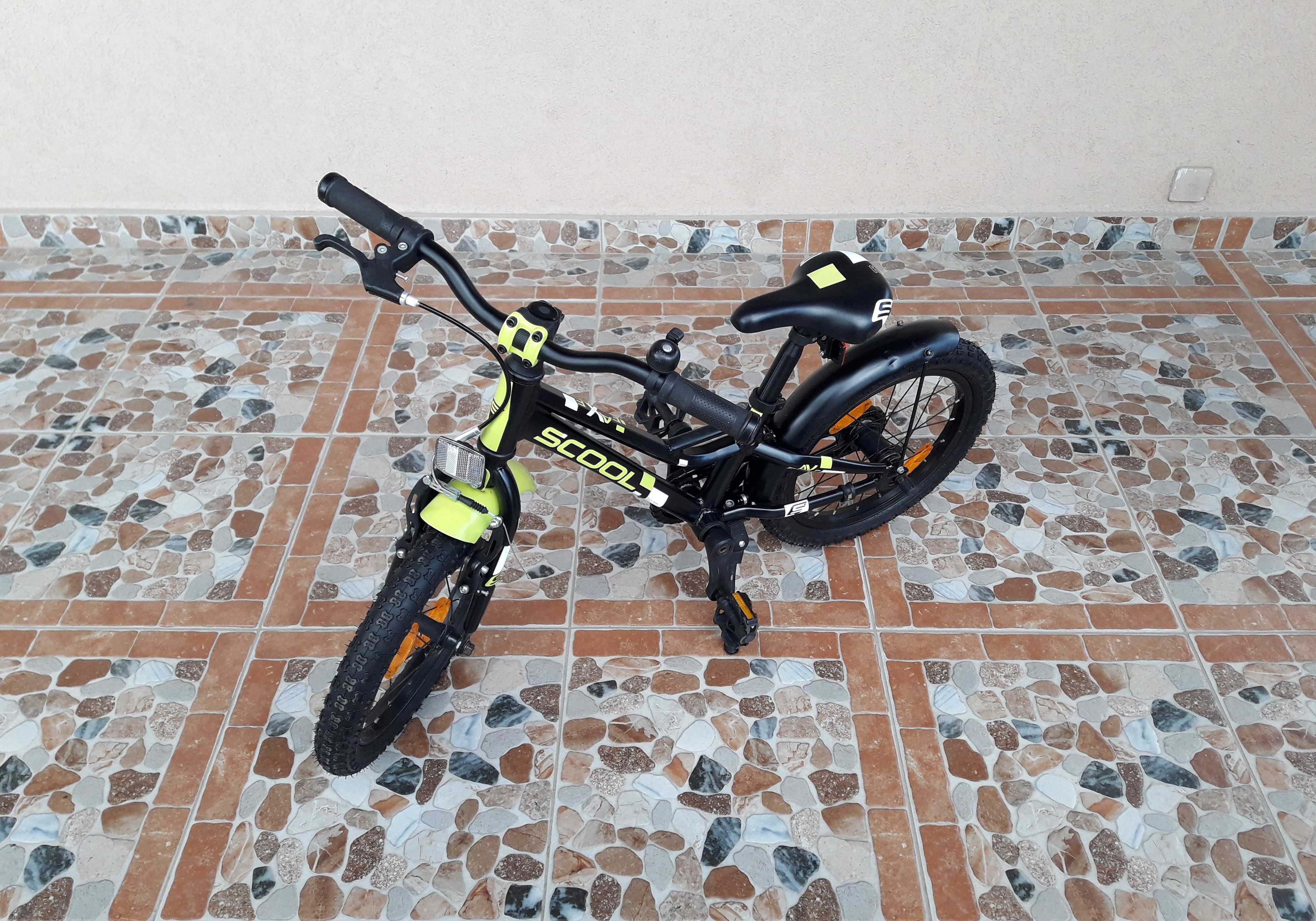 Bicicletă pentru copii 16’ S'Cool Faxe 16-1, ALUMINIU – negru/verde