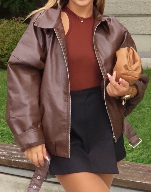 Кафяво кожено яке