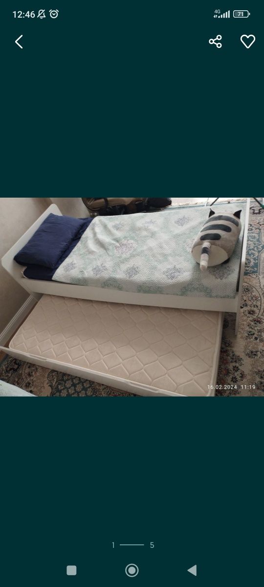 Продам  Подростковую кровать верхнию ярус  без матраса, размер 180*90