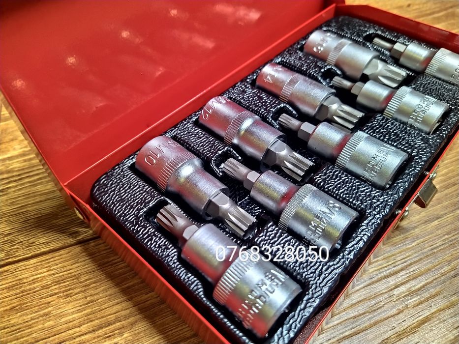 Trusa chei tubulare 1/2 cu spline 9 piese, M 4 - 16