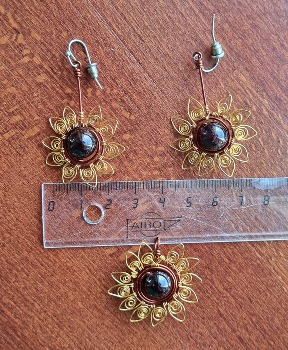 Обеци и колие Anateya Слънце Слънчоглед