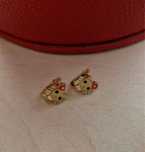 Златни детски обеци с клипс hello kitty