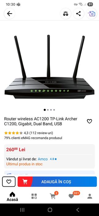 Vand Router Wireless Tp-link AC1200