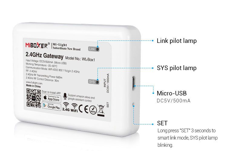 Milight Miboxer 2.4GHZ Gateway HUB WL-BOX1 ALEXA SI GOOGLE Smart Home