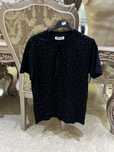 Tricou cu pietre bumbac alb/negru